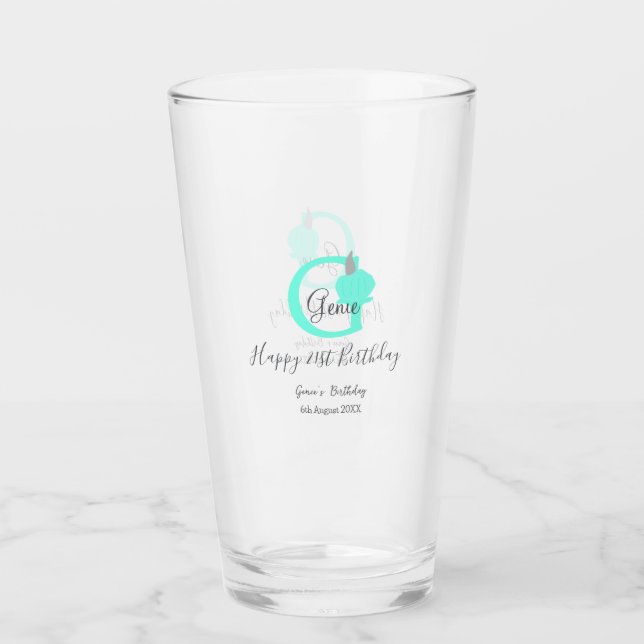 Grüner Kürbis Herbst 21. graue Pastellgraue Glas (Vorderseite)