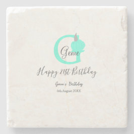 Grüner Kürbis Herbst 21. graue Pastellgraue Steinuntersetzer