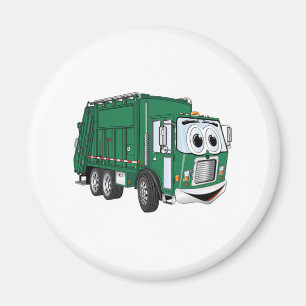 Grüner lächelnder Abfall-LKW-Cartoon Magnet