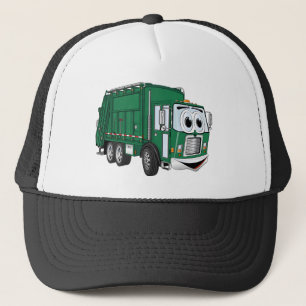 Grüner Lächelnder Garbage Truck Cartoon Truckerkappe