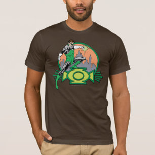 Grüner Laternen-Stadt-Hintergrund und Logo T-Shirt
