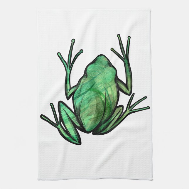 Grüner Laubfrosch Geschirrtuch (Vertikal)