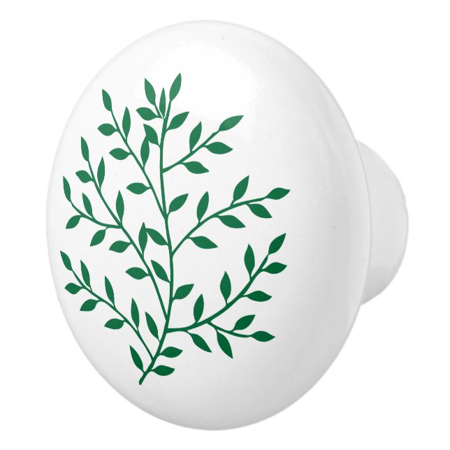 Grüner Leaf einfacher Flora Natur Tropenzieher Keramikknauf (Rechts)