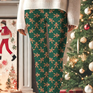 Grüner Lebkuchenmann-Punkt-Weihnachten Leggings