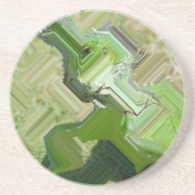 Grüner Leguan Getränkeuntersetzer (Vorne)