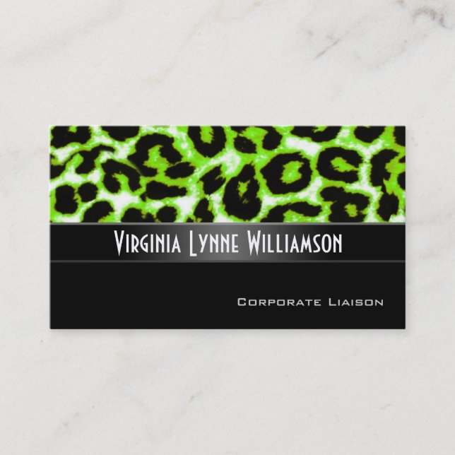 Grüner Leopard Moderne Berufliche Visitenkarte (Vorderseite)