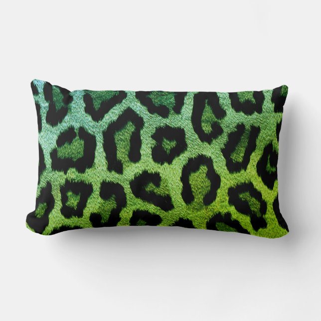 Grüner Leopard Print Lumbar Throw Kissen (Vorderseite)