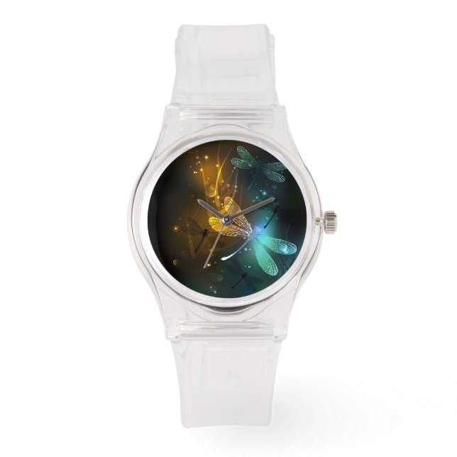 Grüner Libellenflug Armbanduhr (Vorderseite)
