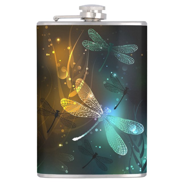 Grüner Libellenflug Flachmann (Vorderseite)