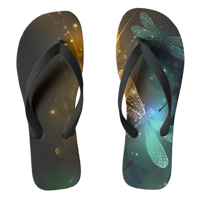 Grüner Libellenflug Flip Flops (Fußbett)