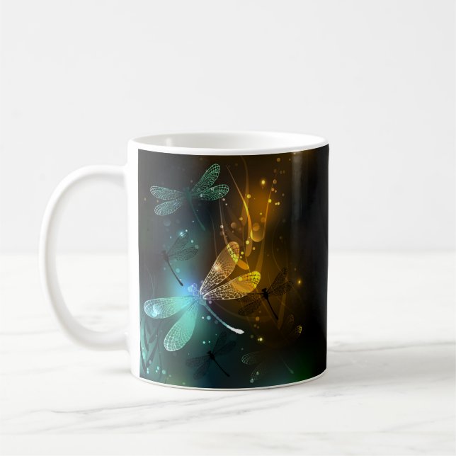Grüner Libellenflug Kaffeetasse (Links)