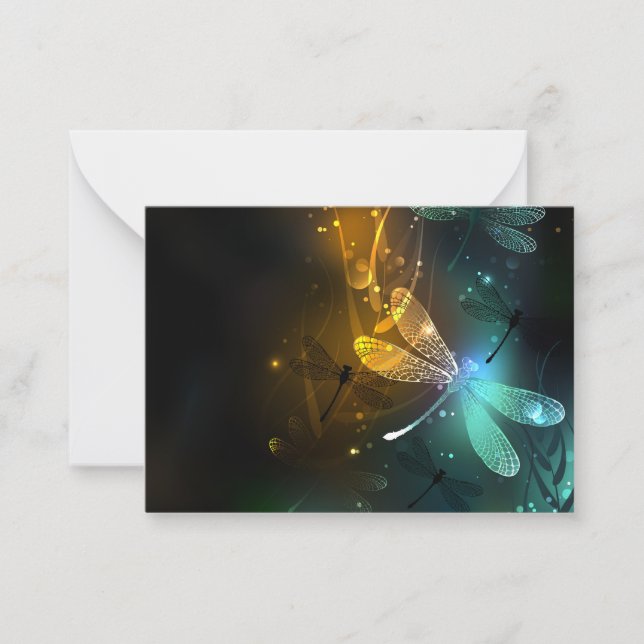 Grüner Libellenflug Mitteilungskarte (Vorderseite)