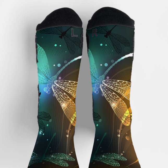 Grüner Libellenflug Socken (Oben)