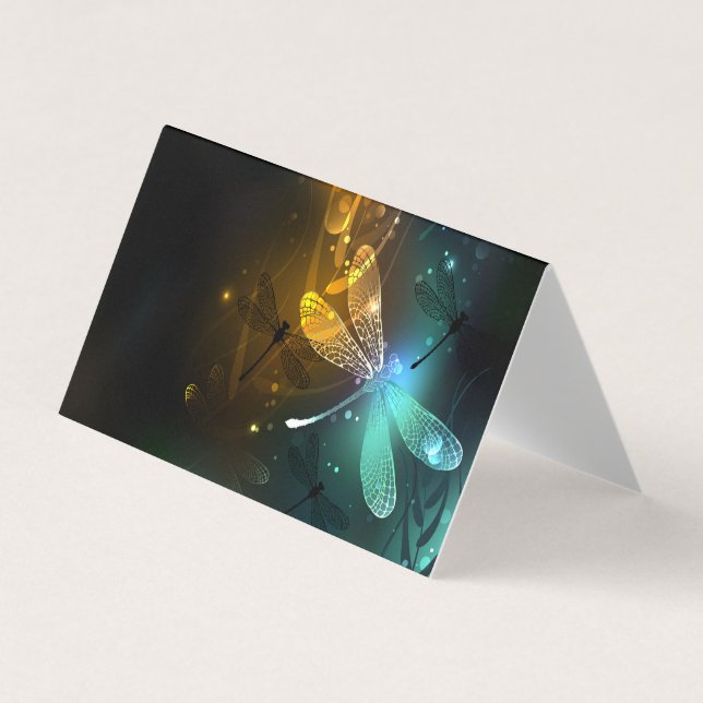 Grüner Libellenflug Visitenkarten (Vorderseite)