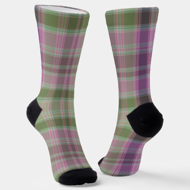 Grüner, lila klassischer Tartan. Socken (Gewinkelt)