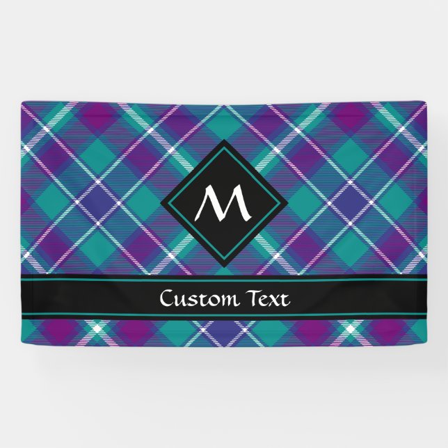 Grüner, Lila und blauer Tartan Banner (Horizontal)