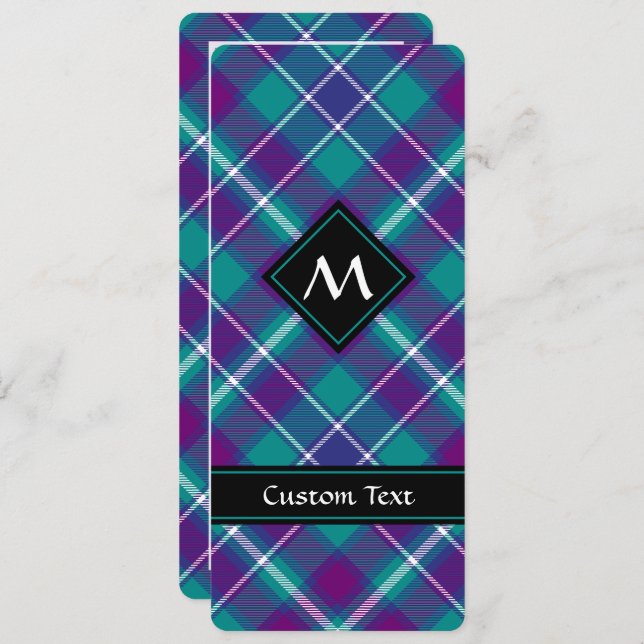 Grüner, Lila und blauer Tartan Einladung (Vorne/Hinten)