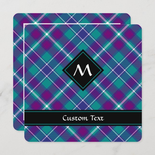 Grüner, Lila und blauer Tartan Einladung (Vorne/Hinten)