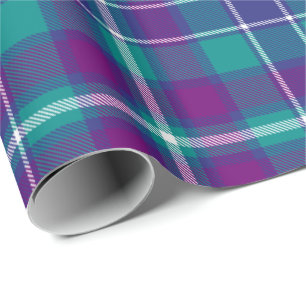 Grüner, Lila und blauer Tartan Geschenkpapier