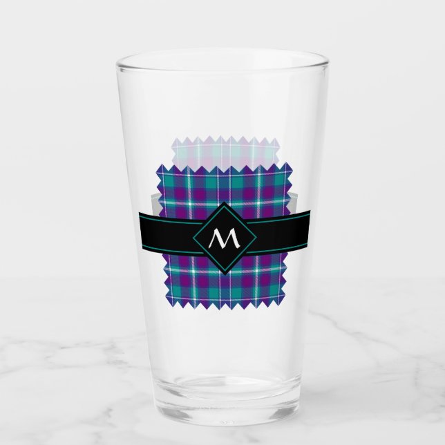 Grüner, Lila und blauer Tartan Glas (Vorderseite)