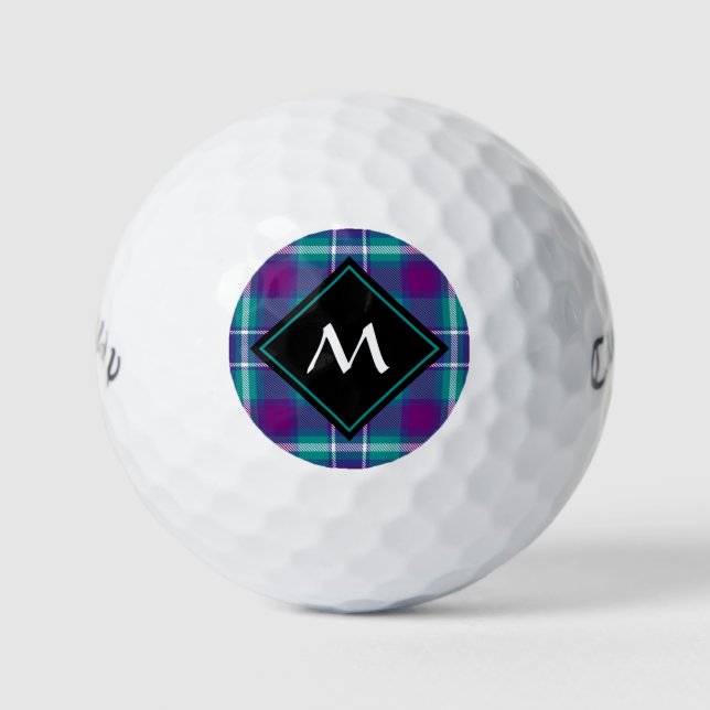 Grüner, Lila und blauer Tartan Golfball (Vorderseite)