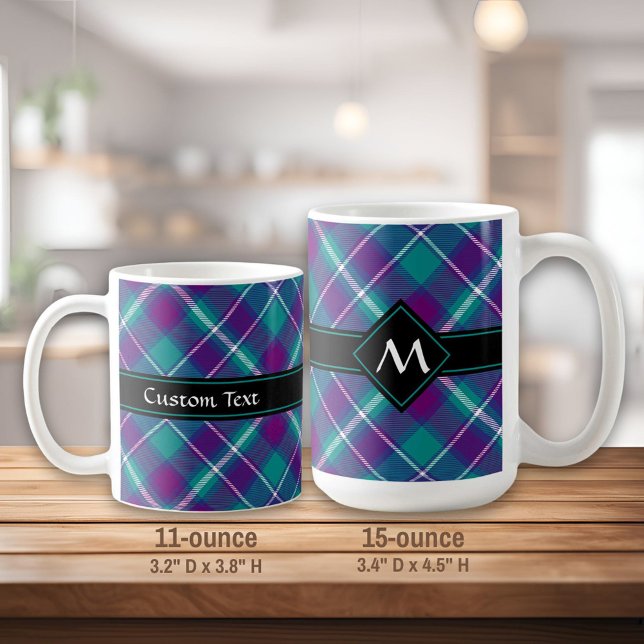 Grüner, Lila und blauer Tartan Kaffeetasse (Von Creator hochgeladen)