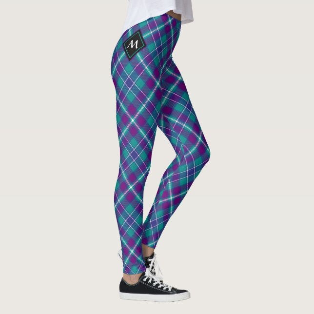 Grüner, Lila und blauer Tartan Leggings (Rechts)