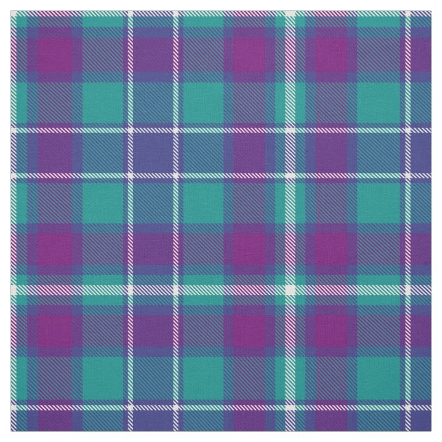 Grüner, Lila und blauer Tartan Stoff (Muster)
