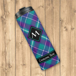 Grüner, Lila und blauer Tartan Thermosbecher