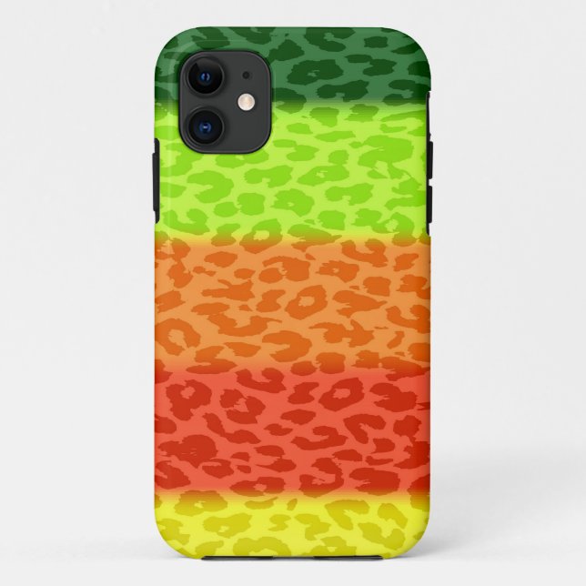 Grüner Limoner orange Rot-Gelb-Leopard-Retro Case-Mate iPhone Hülle (Rückseite)