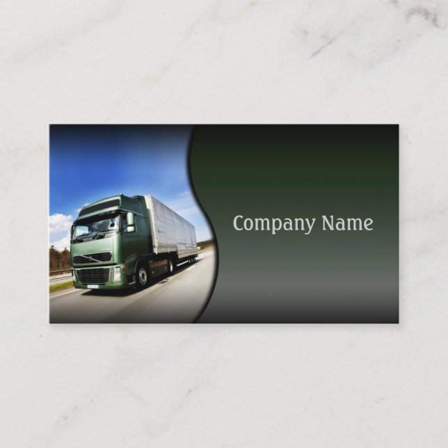 Grüner LKW auf der Straßenkarte Visitenkarte (Vorderseite)