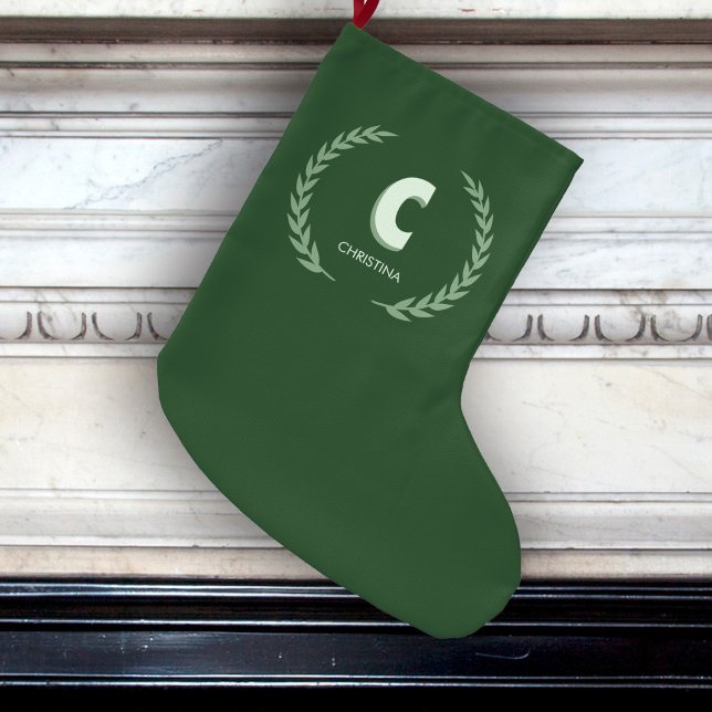 Grüner Lorbeerkranz Buchstabe C Monogramm  Großer Weihnachtsstrumpf (Von Creator hochgeladen)