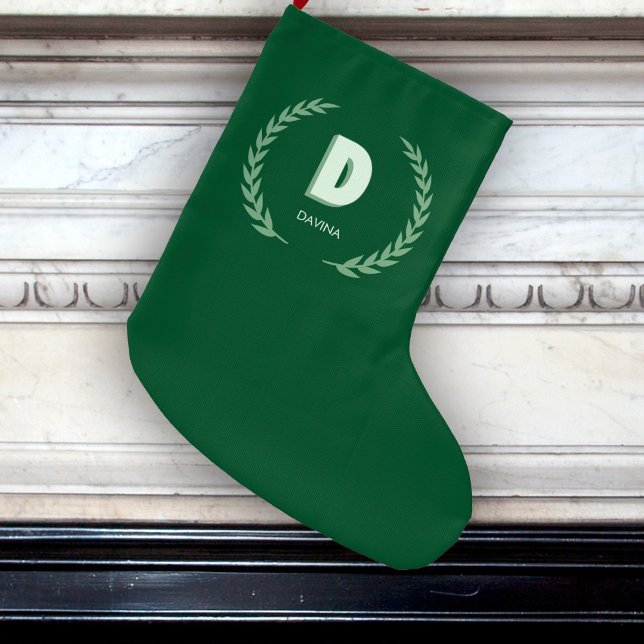 Grüner Lorbeerkranz Buchstabe D Monogramm  Großer Weihnachtsstrumpf (Von Creator hochgeladen)