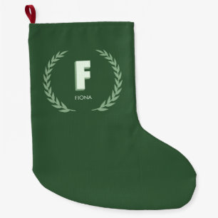 Grüner Lorbeerkranz Buchstabe F Monogramm Großer Weihnachtsstrumpf