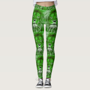 Grüner Löwe-Kopf-Druck Leggings