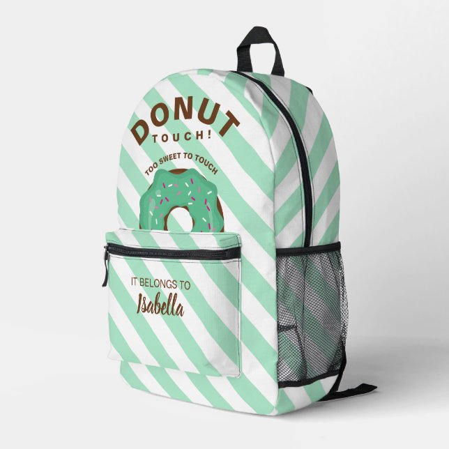 Grüner Lustiger Donut-Rucksack Bedruckter Rucksack (Rückseitige Ecke Rechts)