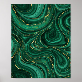 Grüner Malachit und Gold Wirbel Kunstposter Poster