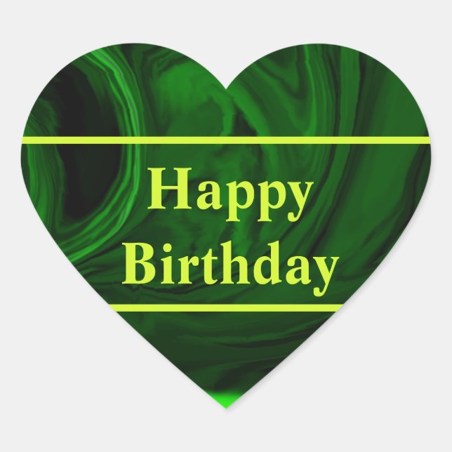 Grüner Malachitstein, personalisiert Herz-Aufkleber (Vorderseite)