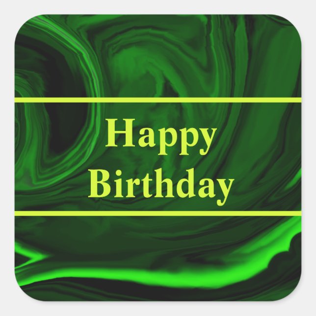 Grüner Malachitstein, personalisiert Quadratischer Aufkleber (Vorderseite)