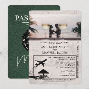 Grüner Malediven-Pass Hochzeit Einladung
