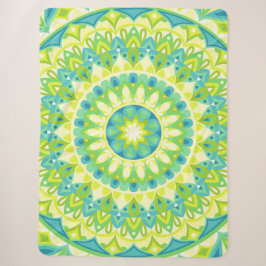 Grüner Mandala Naturinspirierter Boho Gemütlicher Sherpadecke