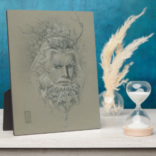 Grüner Mann mit Eichenholzbart Fotoplatte