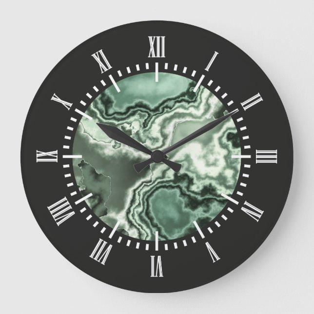 Grüner Marmor 2 Große Wanduhr (Vorderseite)