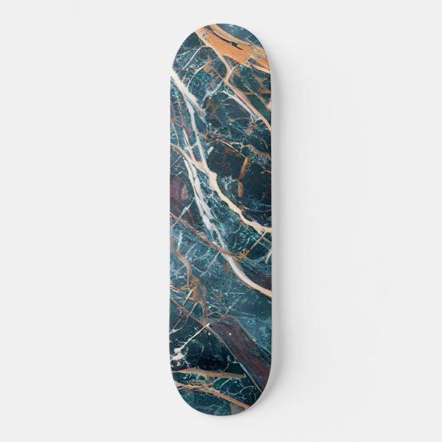 grüner Marmor, Goldmarmor (Marmor Art 1) Skateboard (Vorderseite)