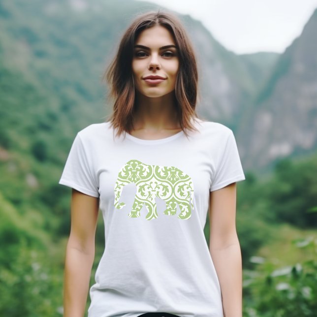 Grüner marokkanischer Elefant T-Shirt (Green Moroccan Elephant Tshirt)