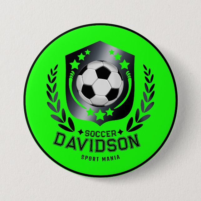 Grüner maßgeschneiderter Fußball | Personalisierte Button (Vorderseite)