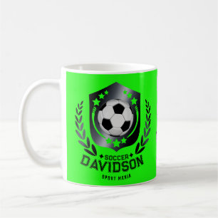 Grüner maßgeschneiderter Fußball Personalisierte Kaffeetasse