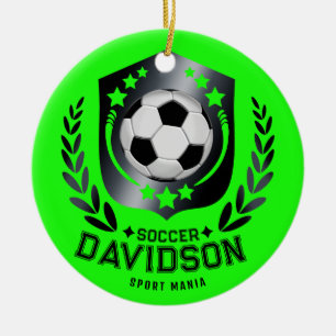 Grüner maßgeschneiderter Fußball   Personalisierte Keramik Ornament