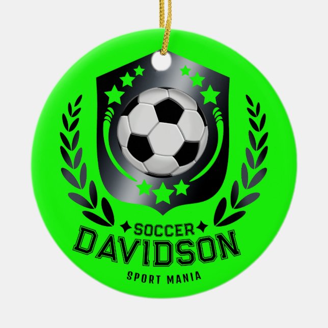 Grüner maßgeschneiderter Fußball | Personalisierte Keramik Ornament (Vorne)