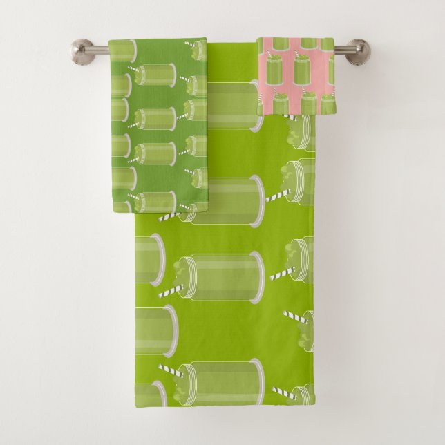 Grüner Matcha Latte Mason-Glas-Muster-Eistee Badhandtuch Set (Insitu)